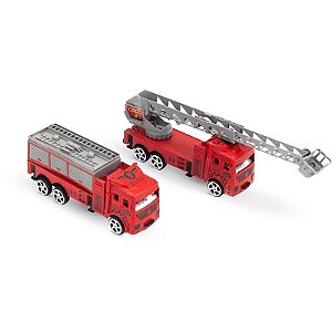 Caminhão X-power Bombeiro Com Fricção E 2 Carros