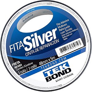 Fita De Alta Resistência Silver Preta 48mmx5m