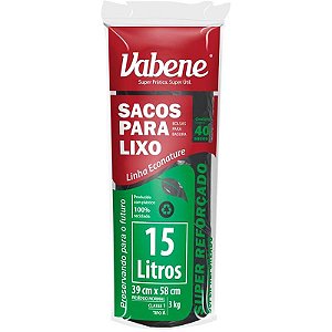 Saco Para Lixo 15l Preto 39x58cm 35 Micras - Rolo Com 40 Unidades