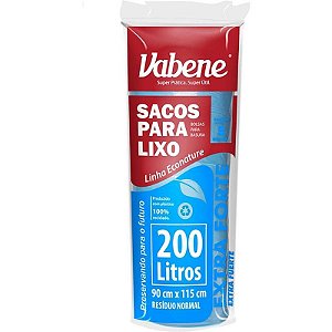Saco Para Lixo 200l Azul 90x115cm 50 Micras Rolo Com 5