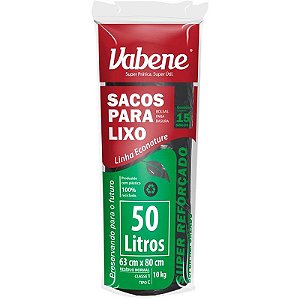 Saco Para Lixo 50l Preto 63x80cm 40 Micras - Rolo Com 15 Unidades