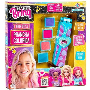 Kit Make Brinq Prancha Colorida Infantil Com Mechas Divertidas