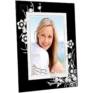 Porta-retrato De Vidro Top Preto 10x15cm