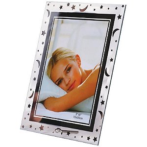 Porta-retrato De Vidro Estrela E Lua 15x20 Cm