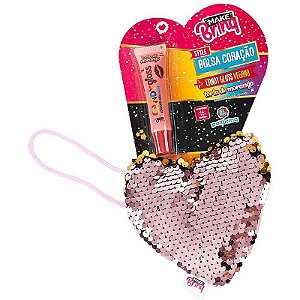 Maquiagem Infantil Make Brinq Bolsa Coração Com Gloss