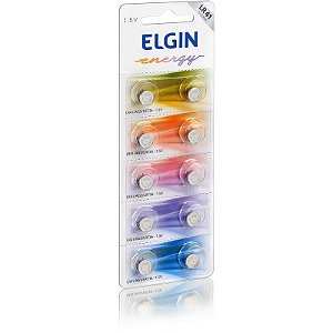 Pilha Bateria Botão Lr41 1,5v Elgin Pacote Com 10 Unidades