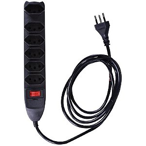 Filtro De Linha 6 Tomadas Bivolt Preto