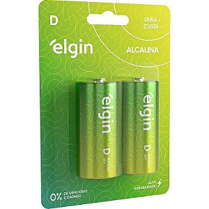 Pilha Alcalina Grande D - Blister Com 02 Unidades