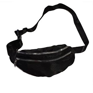 Pochete Bolsa Academia Cintura 2 Compartimentos Cor:preto