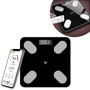 Balança Digital Bioimpedância Bluetooth Até 150kg Cor:preto