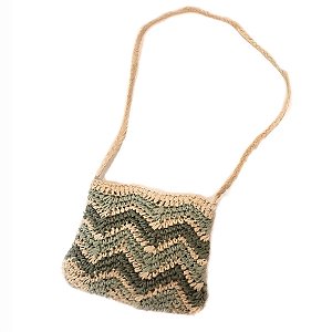 Bolsa Artesanal Lateral Listrada Transversal  Cor:verde