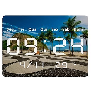 Relógio Digital Decoração Fundo Praia Copacabana