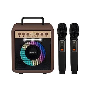 Caixa De Som Bluetooth 2 Microfones Karaokê Modelo:marrom