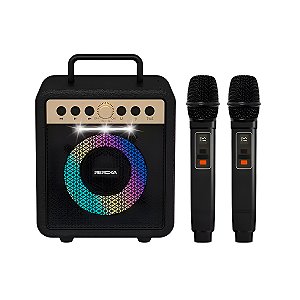 Caixa De Som Bluetooth 2 Microfones Karaokê Modelo:preto