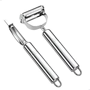 Kit 2 Utensílios Aço Inox Descascador Legumes Frutas