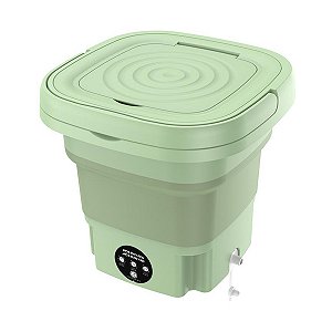 Mini Maquina De Lavar Roupas Dobrável  6,5 Litros Cor:verde