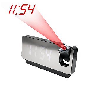 Relogio Alarme Led Espelhado Usb Com Projetode De Hora Preto