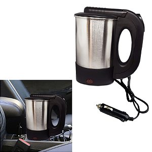 Chaleira Eletrica Portatil 12v Carro Cha Cafe Inox 500 Ml