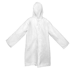 Capa Chuva Infantantil Com Capuz Impermeável Criança Cor:branco