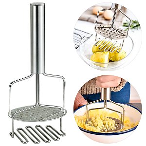 Espremedor Batata Amassador Duplo Resistente Aço Inox