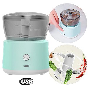 Mini Processador Elétrico Moedor Alimentos  Usb Cor:azul