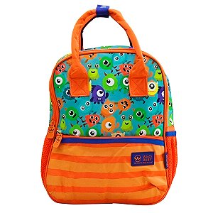 Mochila De Costas Bolsa Baby Masculina Monstrinhos Laranja