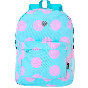 Mochila De Costas Feminina Juvenil Básica Bolinhas Cor:verde