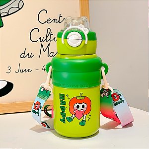 Garrafa Infantil Térmica Inox Resistente Estampa:happy