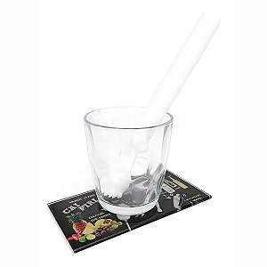 Kit 3 Peças Tábua Macerador Copo Drinks Bebidas Bar