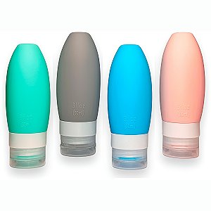 4 Potes Frascos Silicone Reutilizável Flexível Viagem