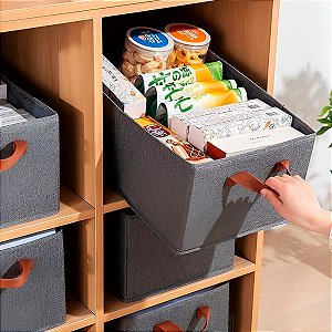 Cesto Caixa Organizadora De Guarda Roupa Organização Cor:cinza