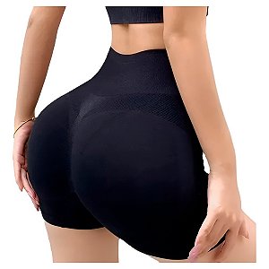 Short  Academia Levanta Bumbum Sem Costura Corrida Cor:preto