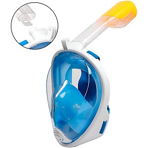 Máscara De Mergulho Com Snorkel Central Piscina Natação Azul