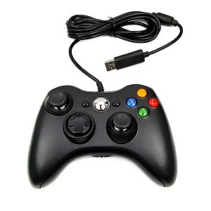 Controle Usb Com Fio Preto Xbox360 Vídeo Game Computador