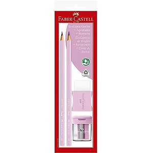 Kit Escolar Rosa Pastel Com Borracha E Apontador