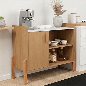 Aparador Buffet Cantinho Café 1 Porta Cedro Off White