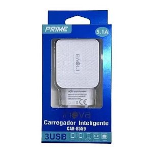 CARREGADOR INTELIGENTE 5.1A PRIME 3 ENTRADAS USB INOVA CAR8559