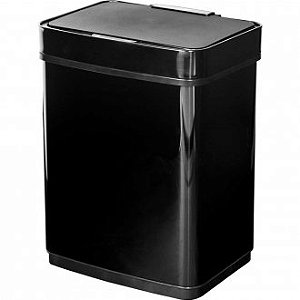 LIXEIRA RETANGULAR 50L PRETA C/SENSOR VD