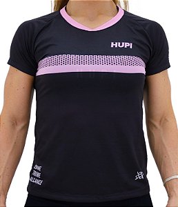 Camisa Hupi Running Track Feminina Preto/Rosa Tam: P