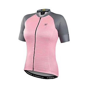 Camisa Ciclismo Free Force Sport Enjoy Feminina Rosa/Cinza Tam  P