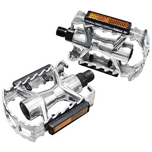 Pedal P/ Bicicleta De Alumínio Prata Rosca Fina