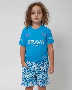 Camiseta Game Infantil Manga Curta Azul Claro Tamanho:06