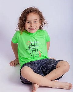 Camiseta Infantil Grid Manga Curta Verde Neon Tamanho:4