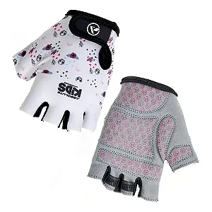 Luva Infantil Absolute Kids Ciclismo Meio Dedo Branco Rosa Tamanho U