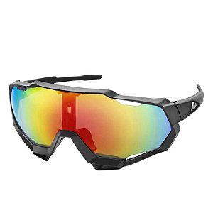 Oculos Ciclismo GTI 9312 UV400 Preto e Lente Espelhada