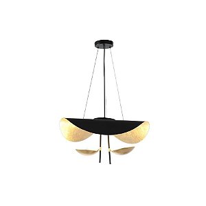 PENDENTE METAL PRETO / DOURADO 18W 3000K
