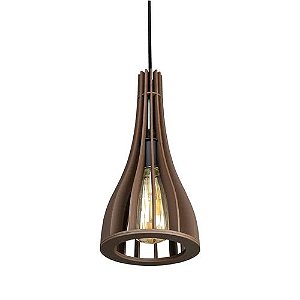 Pendente MDF Funil 908 Diametro 14cm E27 - Marrom