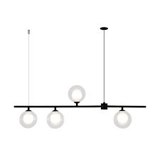 PENDENTE ORBIT 4 ESFERAS TRANSPARENTES 4XG9 20W - PRETO TOTAL