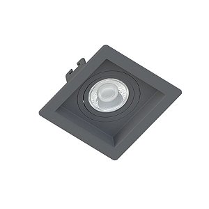 SPOT EMBUTIDO P/ 1x MR16 Dicroica Quadrado RECUADO De ABS Cinza 100X100X35MM - Save Energy
