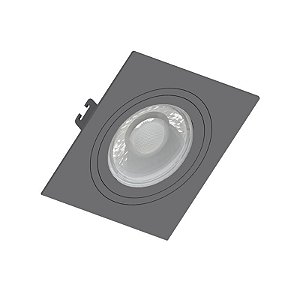 SPOT EMBUTIDO P/ 1x MR16 Dicroica Quadrado Face Plana De ABS Cinza 100X100X35MM - Save Energy